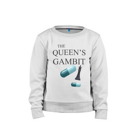 Детский свитшот хлопок с принтом the queens gambit в Рязани, 100% хлопок | круглый вырез горловины, эластичные манжеты, пояс и воротник | Тематика изображения на принте: the queens gambit | нетфликс | сериал | ход королевы