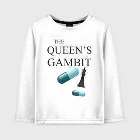 Детский лонгслив хлопок с принтом the queens gambit в Рязани, 100% хлопок | круглый вырез горловины, полуприлегающий силуэт, длина до линии бедер | the queens gambit | нетфликс | сериал | ход королевы