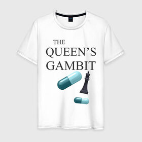 Мужская футболка хлопок с принтом the queens gambit в Рязани, 100% хлопок | прямой крой, круглый вырез горловины, длина до линии бедер, слегка спущенное плечо. | the queens gambit | нетфликс | сериал | ход королевы