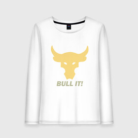 Женский лонгслив хлопок с принтом Bull It в Рязани, 100% хлопок |  | 2020 | 2021 | bull | bulls | claus | cow | ox | santa | буйвол | бычок | год быка | дед мороз | деревня | животные | зима | корова | коррида | матадор | новый год | праздник | рог | рога | рогатый | санта клаус | символ | скот