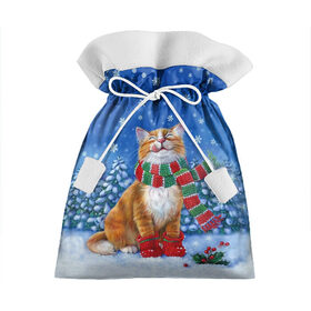 Подарочный 3D мешок с принтом Cat New Year в Рязани, 100% полиэстер | Размер: 29*39 см | 2021 | santa | белка | гирлянда | год быка | дед мороз | елка | енот | зверь | кот | котейка | котик | кошак | лиса | мальчик | маска | неон | новогодняя | новый год | олень | пингвин | праздник | радуга | ребенку