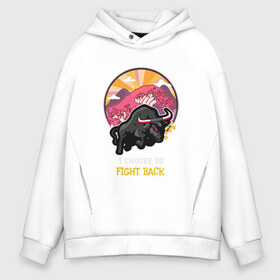 Мужское худи Oversize хлопок с принтом Fight Back в Рязани, френч-терри — 70% хлопок, 30% полиэстер. Мягкий теплый начес внутри —100% хлопок | боковые карманы, эластичные манжеты и нижняя кромка, капюшон на магнитной кнопке | 2020 | 2021 | bull | bulls | claus | cow | ox | santa | буйвол | бычок | год быка | дед мороз | деревня | животные | зима | корова | коррида | матадор | новый год | праздник | рог | рога | рогатый | санта клаус | символ | скот