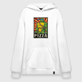 Худи SuperOversize хлопок с принтом Pizza Turtles в Рязани, 70% хлопок, 30% полиэстер, мягкий начес внутри | карман-кенгуру, эластичная резинка на манжетах и по нижней кромке, двухслойный капюшон
 | donatello | leonardo | michelangelo | ninja | raphael | turtles | воин | донателло | животные | карате | комикс | комиксы | крэнг | леонардо | микеланджело | мультфильм | мутант | мутанты | ниндзя | пицца | рафаэль | сплинтер