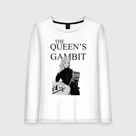 Женский лонгслив хлопок с принтом the queens gambit в Рязани, 100% хлопок |  | the queens gambit | нетфликс | сериал | ход королевы