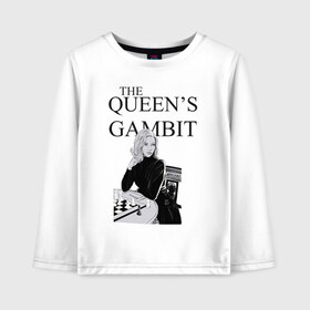 Детский лонгслив хлопок с принтом the queens gambit в Рязани, 100% хлопок | круглый вырез горловины, полуприлегающий силуэт, длина до линии бедер | Тематика изображения на принте: the queens gambit | нетфликс | сериал | ход королевы