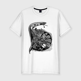 Мужская футболка хлопок Slim с принтом Улитка в Рязани, 92% хлопок, 8% лайкра | приталенный силуэт, круглый вырез ворота, длина до линии бедра, короткий рукав | snail | буква 