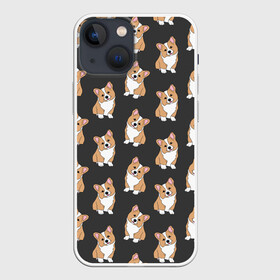 Чехол для iPhone 13 mini с принтом Корги малыши в Рязани,  |  | baby | corgi | dog | kawaii | pattern | вельш корги | девочкам | детям | животные | каваи | корги | лапки | малыш | мальчикам | много собак | мордочка | мультяшный | персик | пес | песик | питомец | подарок | пушистый