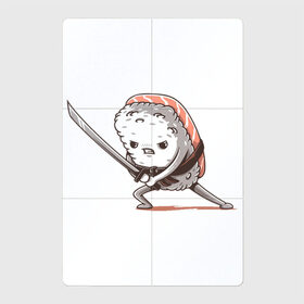 Магнитный плакат 2Х3 с принтом Самурай-суши в Рязани, Полимерный материал с магнитным слоем | 6 деталей размером 9*9 см | арт | еда | катана | рис | рисунок | ролл | рыба | суши | япония | японская еда