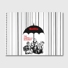 Альбом для рисования с принтом The Umbrella Academy Season 3 в Рязани, 100% бумага
 | матовая бумага, плотность 200 мг. | Тематика изображения на принте: netflix | rain | superheroes | the umbrella academy | tv series | umbrella | академия амбрелла | дождь | зонтик | нетфликс | сериал | супергерои