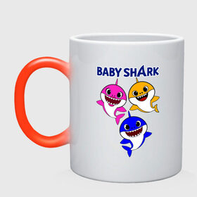 Кружка хамелеон с принтом Baby Shark в Рязани, керамика | меняет цвет при нагревании, емкость 330 мл | baby | baby shark | shark | акула | анимация | бэби | бэби шарк | дети | мультфильм | песня | ребенок | шарк