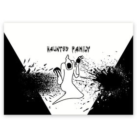 Поздравительная открытка с принтом KIZARU: HAUNTED FAMILY. в Рязани, 100% бумага | плотность бумаги 280 г/м2, матовая, на обратной стороне линовка и место для марки
 | born to trap | haunted family | kizaru | rep | кизару | музыка | олег нечипоренко | репер | рэп | хантед фэмили