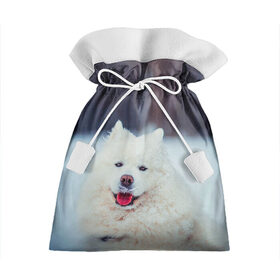 Подарочный 3D мешок с принтом САМОЕД в Рязани, 100% полиэстер | Размер: 29*39 см | animals | dog | winter | домашние | друг | животные | звери | зима | лайка | пес | песель | природа | пушистый | самоед | собаки | собачка | хаски
