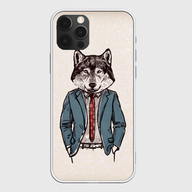 Чехол для iPhone 12 Pro с принтом ХИПСТЕР ВОЛК в Рязани, силикон | область печати: задняя сторона чехла, без боковых панелей | alter ego | always be yourself | be positive | big | fashion | fashion man | hipster | wolf | wolfs | волк | галстук | животные | пиджак | собака | хипстер | я есть стиль