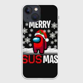 Чехол для iPhone 13 mini с принтом Merry Sus Mas в Рязани,  |  | 2021 | among us | impostor | space mafia | sus.puffballs united | амонг ас | глитч | е | игра | импостор | инопланетянunicorn | инопланетяне | инопланетянин | маска | надпись | новогодний амонг ас | с новым годом | самозванец