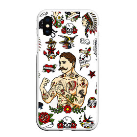 Чехол для iPhone XS Max матовый с принтом HIPSTER TATTOO в Рязани, Силикон | Область печати: задняя сторона чехла, без боковых панелей | Тематика изображения на принте: hipsters | tattoo | девушка в тату | птицы | тату | усы | хипстер | хипстеры | черепа и розы | черепа и цветы | чёрная пантера | чувак | это борода. | я есть стиль