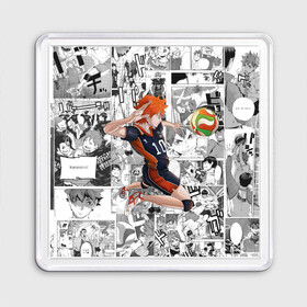 Магнит 55*55 с принтом Хината Се Haikyu! в Рязани, Пластик | Размер: 65*65 мм; Размер печати: 55*55 мм | волейбол | карасуно | манга | мяч | хината се