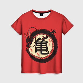 Женская футболка 3D с принтом Иероглифы Китайский Дракон в Рязани, 100% полиэфир ( синтетическое хлопкоподобное полотно) | прямой крой, круглый вырез горловины, длина до линии бедер | знаки | иероглиф | иероглифы | надписи | прикольная надпись | серая | токио | япония | японская | японский