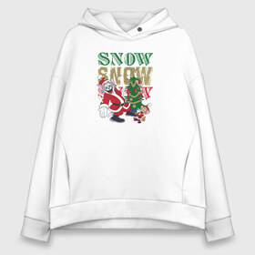 Женское худи Oversize хлопок с принтом Snow Snow Snow в Рязани, френч-терри — 70% хлопок, 30% полиэстер. Мягкий теплый начес внутри —100% хлопок | боковые карманы, эластичные манжеты и нижняя кромка, капюшон на магнитной кнопке | tom and jerry | vdkimel | warner bros | том и джерри