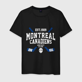Мужская футболка хлопок с принтом Монреаль Канадиенс в Рязани, 100% хлопок | прямой крой, круглый вырез горловины, длина до линии бедер, слегка спущенное плечо. | Тематика изображения на принте: canadiens | hockey | montreal | montreal canadiens | nhl | usa | канадиенс | монреаль | монреаль канадиенс | нхл | спорт | сша | хоккей | шайба
