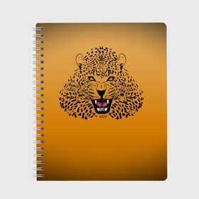 Тетрадь с принтом Леопард в Рязани, 100% бумага | 48 листов, плотность листов — 60 г/м2, плотность картонной обложки — 250 г/м2. Листы скреплены сбоку удобной пружинной спиралью. Уголки страниц и обложки скругленные. Цвет линий — светло-серый
 | big cat | cat | leopard | кот | кошка | леопард