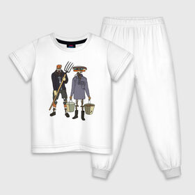 Детская пижама хлопок с принтом Русская кибердеревня в Рязани, 100% хлопок |  брюки и футболка прямого кроя, без карманов, на брюках мягкая резинка на поясе и по низу штанин
 | 
