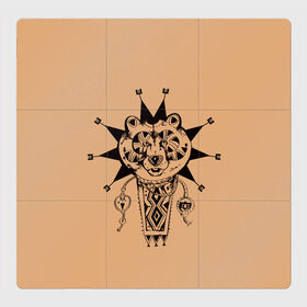 Магнитный плакат 3Х3 с принтом Медведь татем в Рязани, Полимерный материал с магнитным слоем | 9 деталей размером 9*9 см | амулет | знак | медведь | символика | талисман | татем | татуировки. | язычество