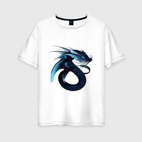 Женская футболка хлопок Oversize с принтом Морской левиафан в Рязани, 100% хлопок | свободный крой, круглый ворот, спущенный рукав, длина до линии бедер
 | арт | глубина | дракон | дракон глубин | инопланетянин | левиафан | рисунок | синий