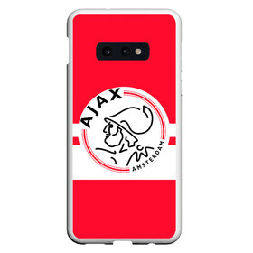 Чехол для Samsung S10E с принтом AJAX AMSTERDAM в Рязани, Силикон | Область печати: задняя сторона чехла, без боковых панелей | Тематика изображения на принте: ajax | amsterdam | football | holland | red | sport | team | white | амстердам | аякс | гол | голландия | красный | логотип | мяч | нидерланды | полосы | спорт | футбол