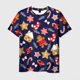 Мужская футболка 3D с принтом Новый Год в Рязани, 100% полиэфир | прямой крой, круглый вырез горловины, длина до линии бедер | 2020 | christmas | new year | бык | год быка | дед мороз | елка | зима | новый год | подарки | рождество | санта | свитер | снег | снежинки
