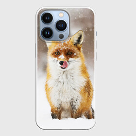 Чехол для iPhone 13 Pro с принтом Лиса в Рязани,  |  | animal | fox | foxy | snow | winter | животное | животные | звери | зверь | зима | лиса | лисица | мороз | рыжая | снег | снежинка