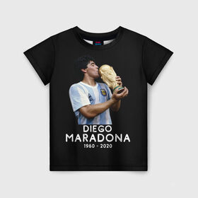 Детская футболка 3D с принтом Diego Maradona в Рязани, 100% гипоаллергенный полиэфир | прямой крой, круглый вырез горловины, длина до линии бедер, чуть спущенное плечо, ткань немного тянется | 10 | 1960 | 2020 | argentina | barcelona | diego | football | legend | leo | lionel | maradona | messi | retro | rip | soccer | аргентина | барселона | бога | диего | легенда | лионель | марадона | месси | мяч | ретро | рука | форма | футбол