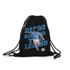 Рюкзак-мешок 3D с принтом Diego Maradona в Рязани, 100% полиэстер | плотность ткани — 200 г/м2, размер — 35 х 45 см; лямки — толстые шнурки, застежка на шнуровке, без карманов и подкладки | Тематика изображения на принте: 10 | 1960 | 2020 | argentina | barcelona | diego | football | legend | leo | lionel | maradona | messi | retro | rip | soccer | аргентина | барселона | бога | диего | легенда | лионель | марадона | месси | мяч | ретро | рука | форма | футбол