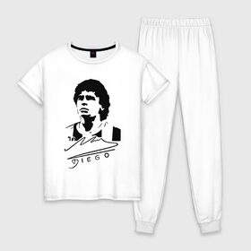 Женская пижама хлопок с принтом Diego Maradona в Рязани, 100% хлопок | брюки и футболка прямого кроя, без карманов, на брюках мягкая резинка на поясе и по низу штанин | 10 | 1960 | 2020 | argentina | barcelona | diego | football | legend | leo | lionel | maradona | messi | retro | rip | soccer | автограф | аргентина | барселона | бога | диего | легенда | лионель | марадона | месси | мяч | ретро | роспись | р