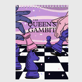 Скетчбук с принтом The Queens Gambit в Рязани, 100% бумага
 | 48 листов, плотность листов — 100 г/м2, плотность картонной обложки — 250 г/м2. Листы скреплены сверху удобной пружинной спиралью | beth harmon | chess | queens gambit | the queens gambit | аня тейлор джой | бет хармон | нетфликс | ход королевы | шахматы