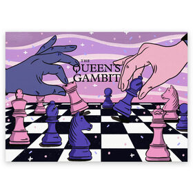 Поздравительная открытка с принтом The Queens Gambit в Рязани, 100% бумага | плотность бумаги 280 г/м2, матовая, на обратной стороне линовка и место для марки
 | Тематика изображения на принте: beth harmon | chess | queens gambit | the queens gambit | аня тейлор джой | бет хармон | нетфликс | ход королевы | шахматы