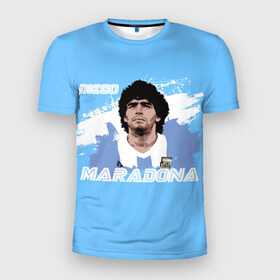 Мужская футболка 3D спортивная с принтом Диего Марадона в Рязани, 100% полиэстер с улучшенными характеристиками | приталенный силуэт, круглая горловина, широкие плечи, сужается к линии бедра | diego | diego armando maradona | maradona | аргентина | диего | король | легенда | марадона | нападающий | полузащитник | футбол | футболист