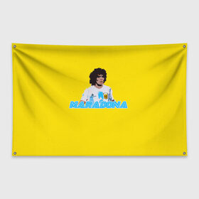 Флаг-баннер с принтом Диего Марадона в Рязани, 100% полиэстер | размер 67 х 109 см, плотность ткани — 95 г/м2; по краям флага есть четыре люверса для крепления | diego | diego armando maradona | maradona | аргентина | диего | король | легенда | марадона | нападающий | полузащитник | футбол | футболист