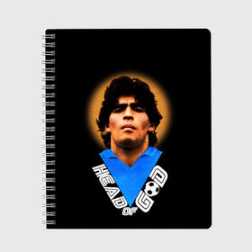 Тетрадь с принтом Diego Maradona в Рязани, 100% бумага | 48 листов, плотность листов — 60 г/м2, плотность картонной обложки — 250 г/м2. Листы скреплены сбоку удобной пружинной спиралью. Уголки страниц и обложки скругленные. Цвет линий — светло-серый
 | diego | diego armando maradona | legend | maradona | аргентина | диего | король | легенда | марадона | нападающий | полузащитник | футбол | футболист