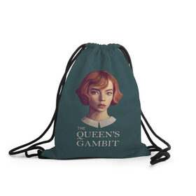 Рюкзак-мешок 3D с принтом The Queens Gambit в Рязани, 100% полиэстер | плотность ткани — 200 г/м2, размер — 35 х 45 см; лямки — толстые шнурки, застежка на шнуровке, без карманов и подкладки | netflix | the queens gambit | королева | нетфликс | сериалы | ход королевы | шахматы