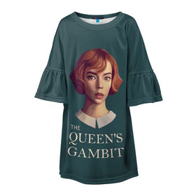 Детское платье 3D с принтом The Queens Gambit в Рязани, 100% полиэстер | прямой силуэт, чуть расширенный к низу. Круглая горловина, на рукавах — воланы | netflix | the queens gambit | королева | нетфликс | сериалы | ход королевы | шахматы