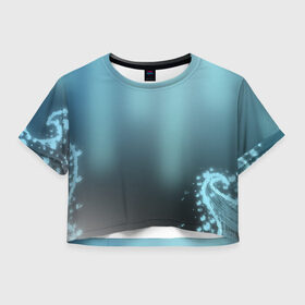 Женская футболка Crop-top 3D с принтом Водяные свечения в Рязани, 100% полиэстер | круглая горловина, длина футболки до линии талии, рукава с отворотами | глубины | пузыри | свечение