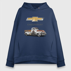 Женское худи Oversize хлопок с принтом HOT ROD CHEVROLET в Рязани, френч-терри — 70% хлопок, 30% полиэстер. Мягкий теплый начес внутри —100% хлопок | боковые карманы, эластичные манжеты и нижняя кромка, капюшон на магнитной кнопке | avto | custom car | muscle car | машина | скорость