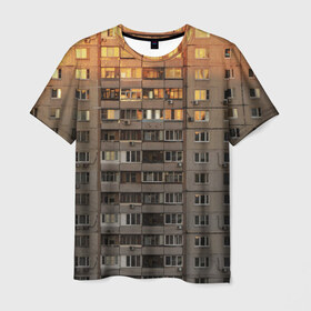 Мужская футболка 3D с принтом Панелька в Рязани, 100% полиэфир | прямой крой, круглый вырез горловины, длина до линии бедер | архитектура | грусть | здание | панелька | панельный дом | россия | советский | ссср | фото | эстетика