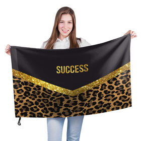Флаг 3D с принтом Success в Рязани, 100% полиэстер | плотность ткани — 95 г/м2, размер — 67 х 109 см. Принт наносится с одной стороны | success | swag | блеск | блестки | китч | леопард | леопардовый принт | понты | успех | успешные люди | фрик