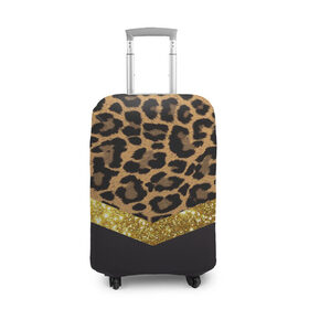 Чехол для чемодана 3D с принтом Леопардовый принт в Рязани, 86% полиэфир, 14% спандекс | двустороннее нанесение принта, прорези для ручек и колес | success | swagg | блеск | блестки | животнй принт | золотистый | золото | золотой | леопард | леопардовый принт | понты | тигровый