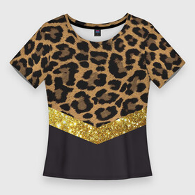 Женская футболка 3D Slim с принтом Леопардовый принт в Рязани,  |  | Тематика изображения на принте: success | swagg | блеск | блестки | животнй принт | золотистый | золото | золотой | леопард | леопардовый принт | понты | тигровый