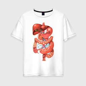 Женская футболка хлопок Oversize с принтом Органы в Рязани, 100% хлопок | свободный крой, круглый ворот, спущенный рукав, длина до линии бедер
 | анатомия | биология | внутренности | легкие | органы | сердце