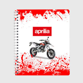 Тетрадь с принтом Aprilia (Z) в Рязани, 100% бумага | 48 листов, плотность листов — 60 г/м2, плотность картонной обложки — 250 г/м2. Листы скреплены сбоку удобной пружинной спиралью. Уголки страниц и обложки скругленные. Цвет линий — светло-серый
 | Тематика изображения на принте: aprilia | aprilia racing | bike | moto | motocycle | sportmotorcycle | априлия | мото | мотоспорт