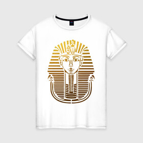 Женская футболка хлопок с принтом Тутанхамон в Рязани, 100% хлопок | прямой крой, круглый вырез горловины, длина до линии бедер, слегка спущенное плечо | бог | гробница | династия | долина царей | древнеегипетские боги | древние боги | древний египет | древности | египетские боги | историческая личность | история | новое царство | правитель