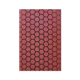 Обложка для паспорта матовая кожа с принтом Соты в Рязани, натуральная матовая кожа | размер 19,3 х 13,7 см; прозрачные пластиковые крепления | Тематика изображения на принте: красный | паутина | паутинка | соты